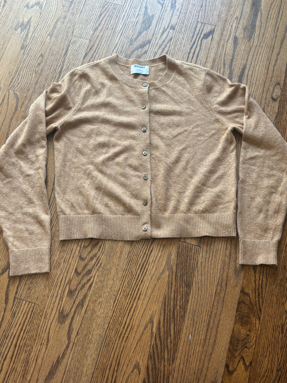 Women's Beige Button-Front Sweater Cardigan